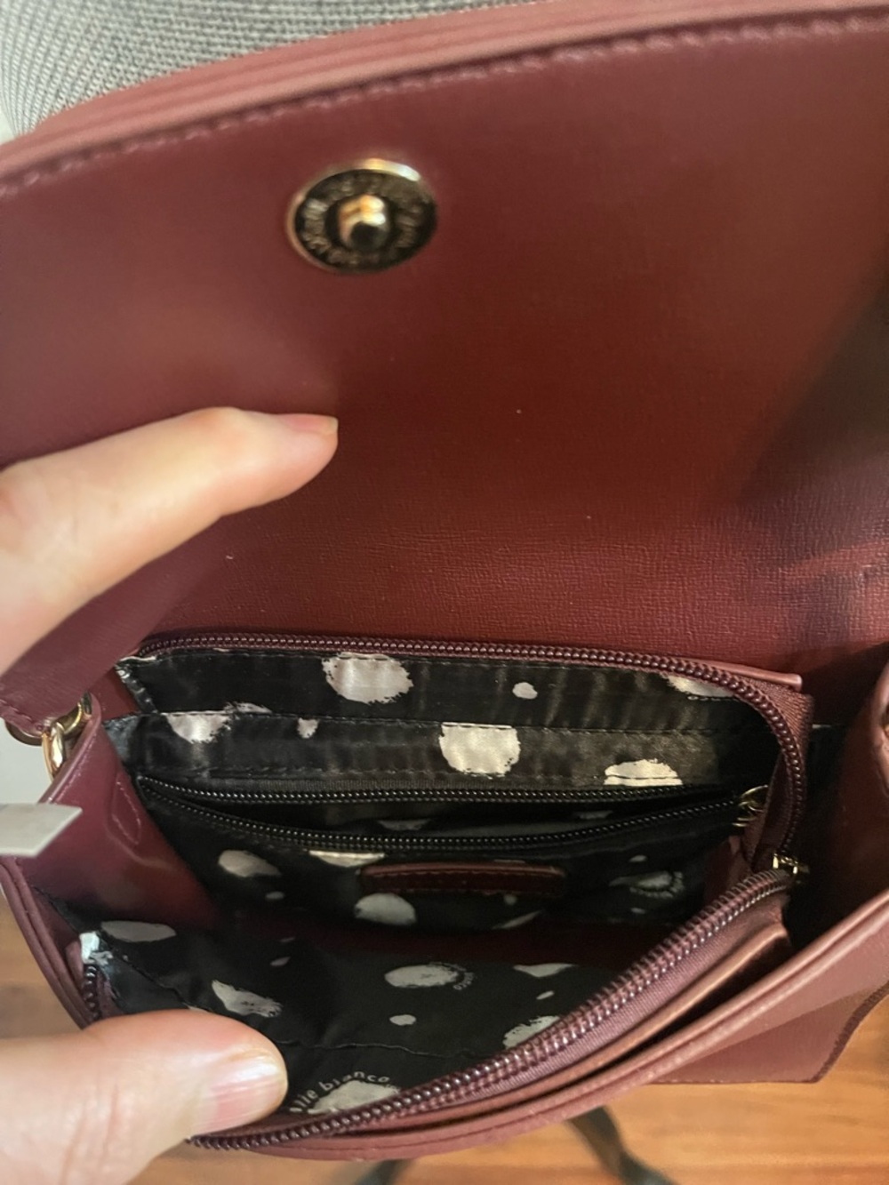 Melie Bianco Wine Red Crossbody with Gold Hardware - Picture 9 of 15